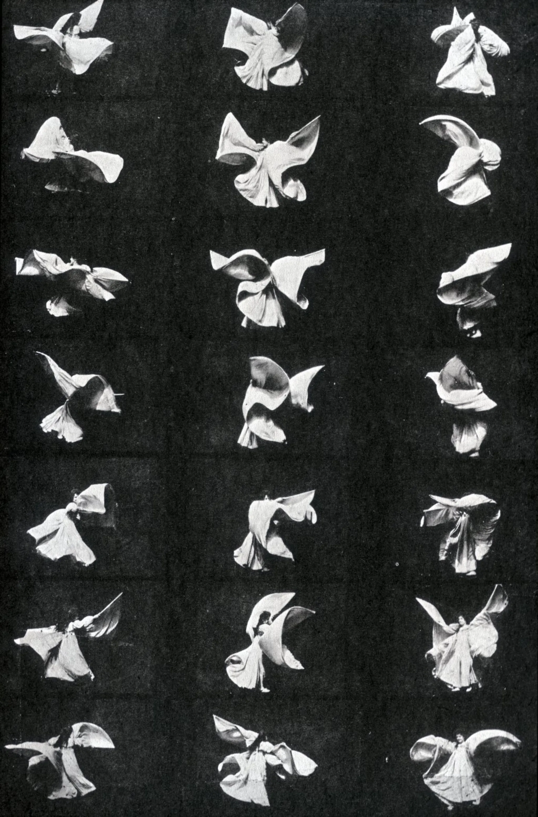 Frames of Annabelle Butterfly Dance (Edison Manufacturing Company, 1894, United States Library of Congress Moving Picture, Broadcasting, and Recorded Sound Division))