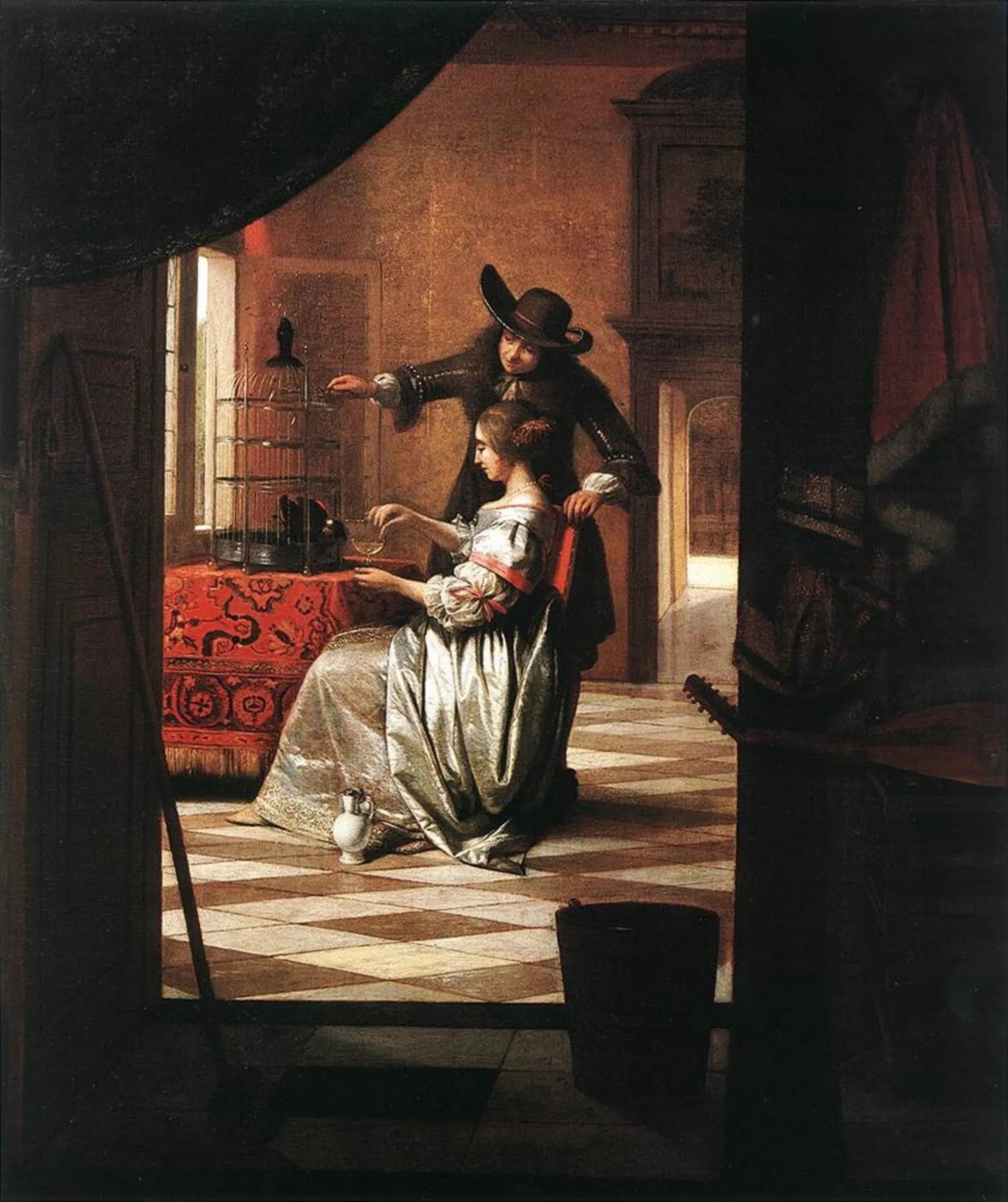 Couple with a Parrot (Pieter de Hooch, 1668, Wallraf-Richartz Museum, Cologne)