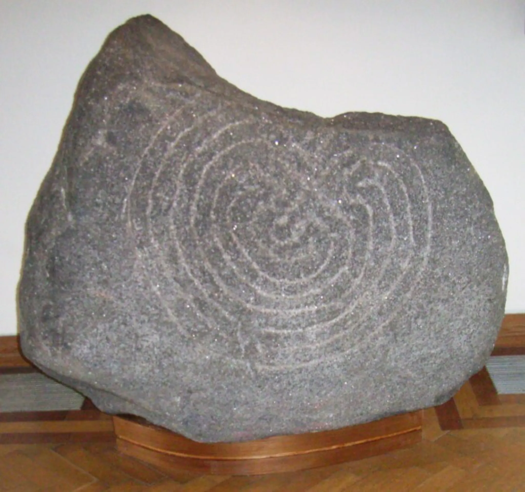 Labyrinth stone, discovered in 1908 near Hollywood in County Wicklow, Ireland, along the pilgrimage road of St. Kevin. It is currently held at the Glendalough Visitor's Center.