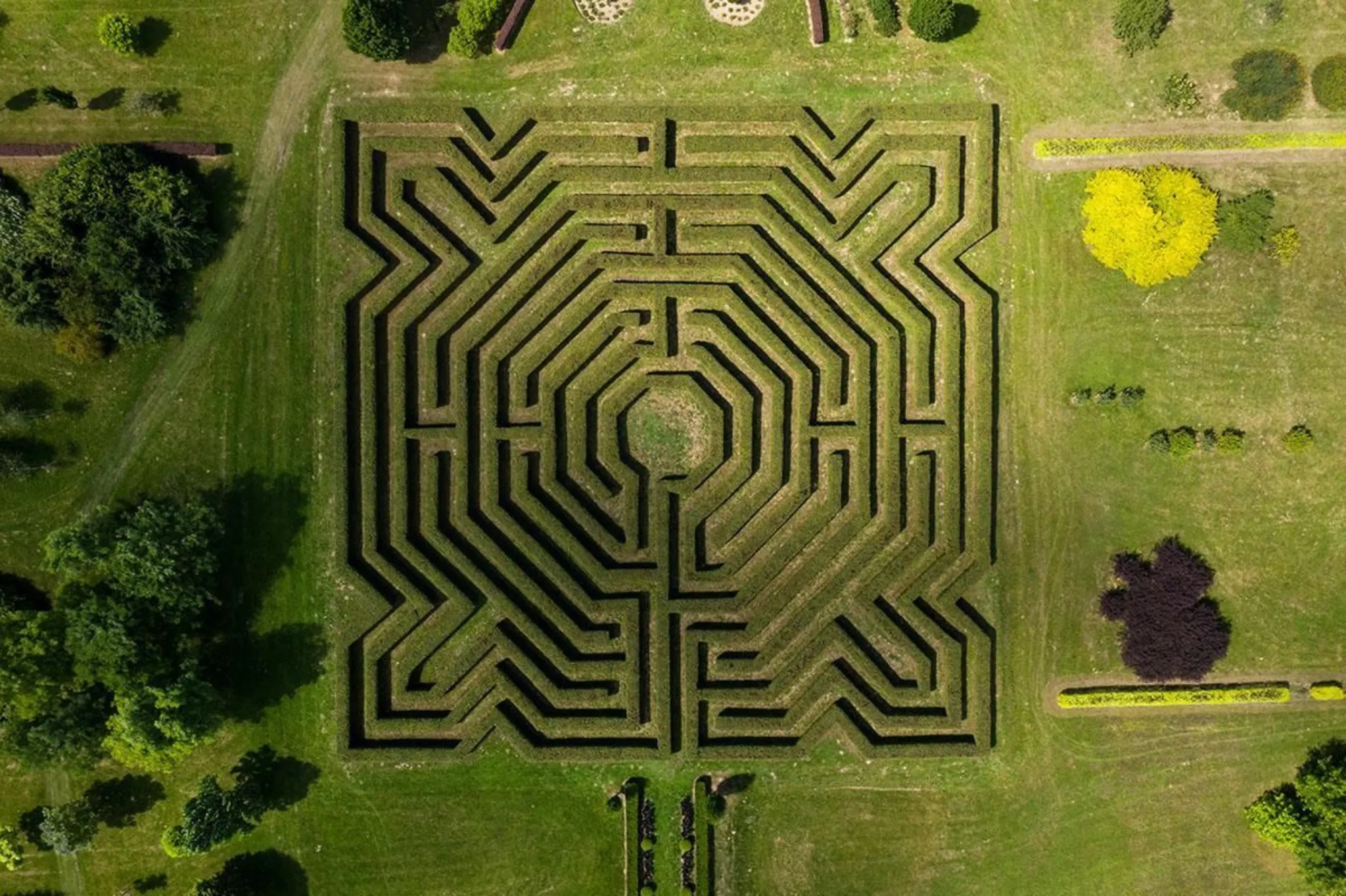 Labyrinth in the garden of composer Krzysztof Penderecki in Lusławice (Poland)