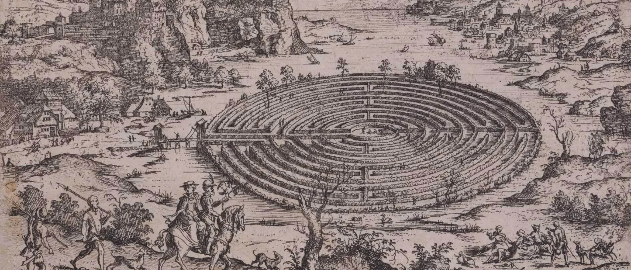 The Cretan Labyrinth (Hieronymus Cock, 1558, Ashmolean Museum, Oxford, UK)