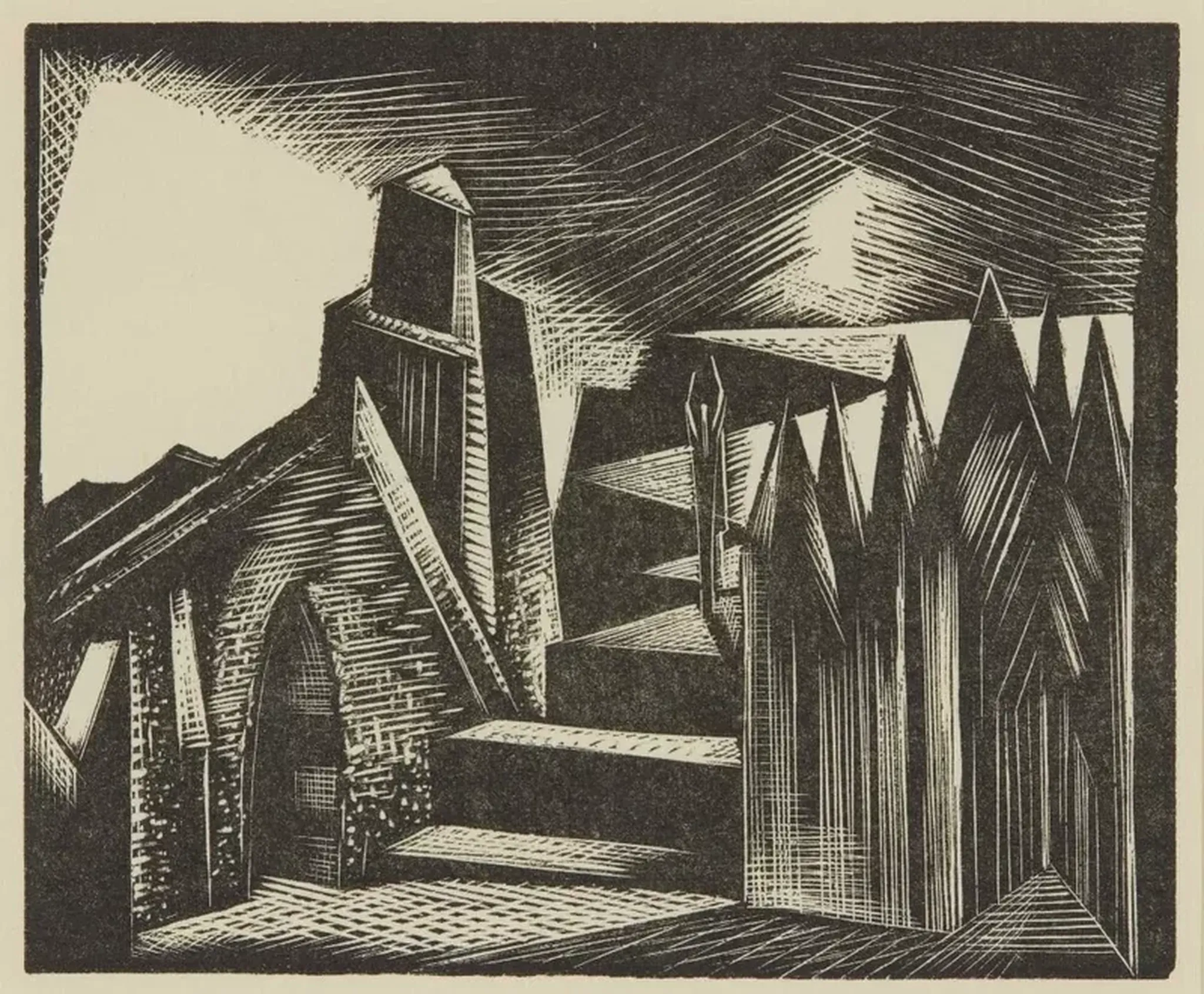 Die Walküre (Paul Nash, 1925, Woodcut)