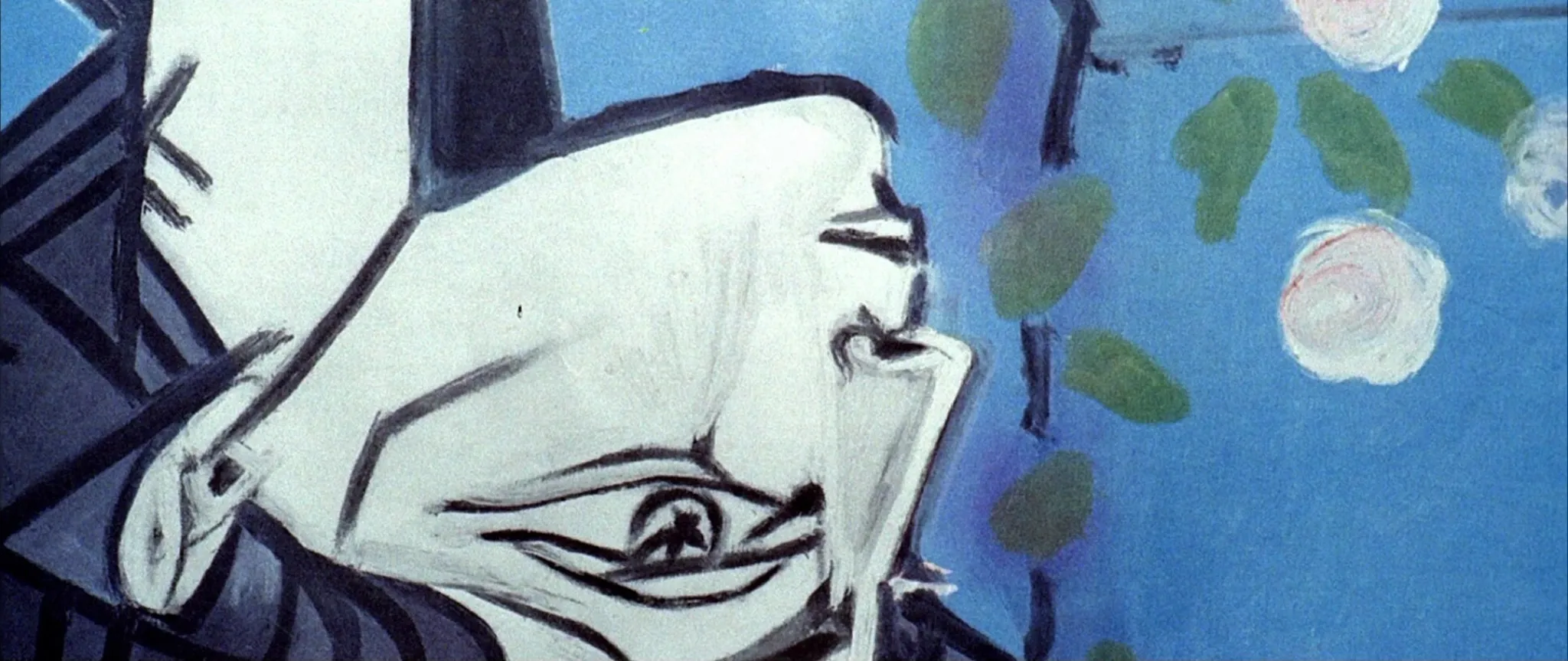Pablo Picasso’s Jacqueline aux fleurs (1958, Private Collection) inverted in Pierrot le fou (Jean-Luc Godard, 1965)
